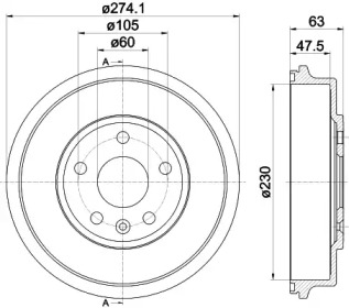 HELLA PAGID 8dt355302601 -  Тормозной барабан